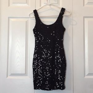 Black sequin body-con dress